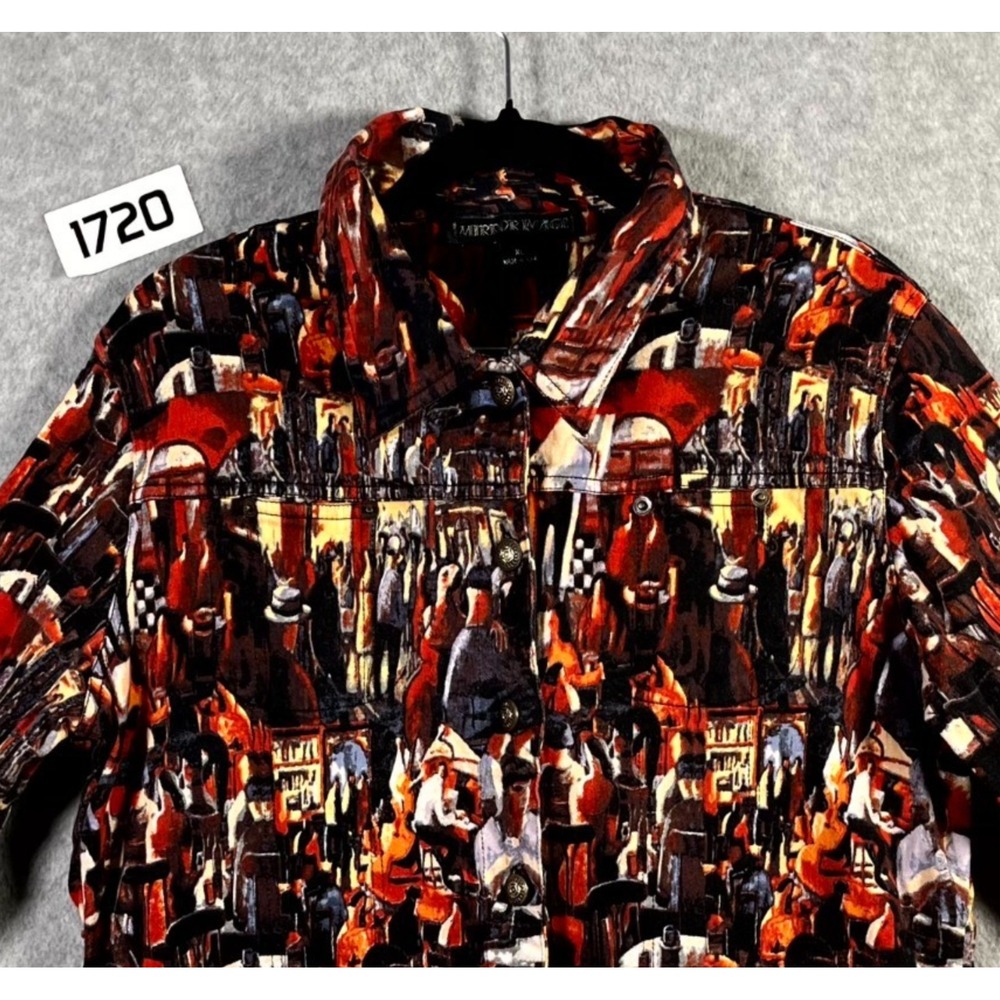 Vintage Jazz Surreal Mirror Image Jacket Womens XL Multicolor Jazz Club Scene